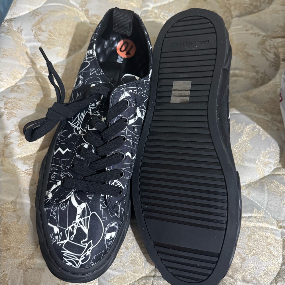 Karl Lagerfeld Black and White Graphic Sneakers